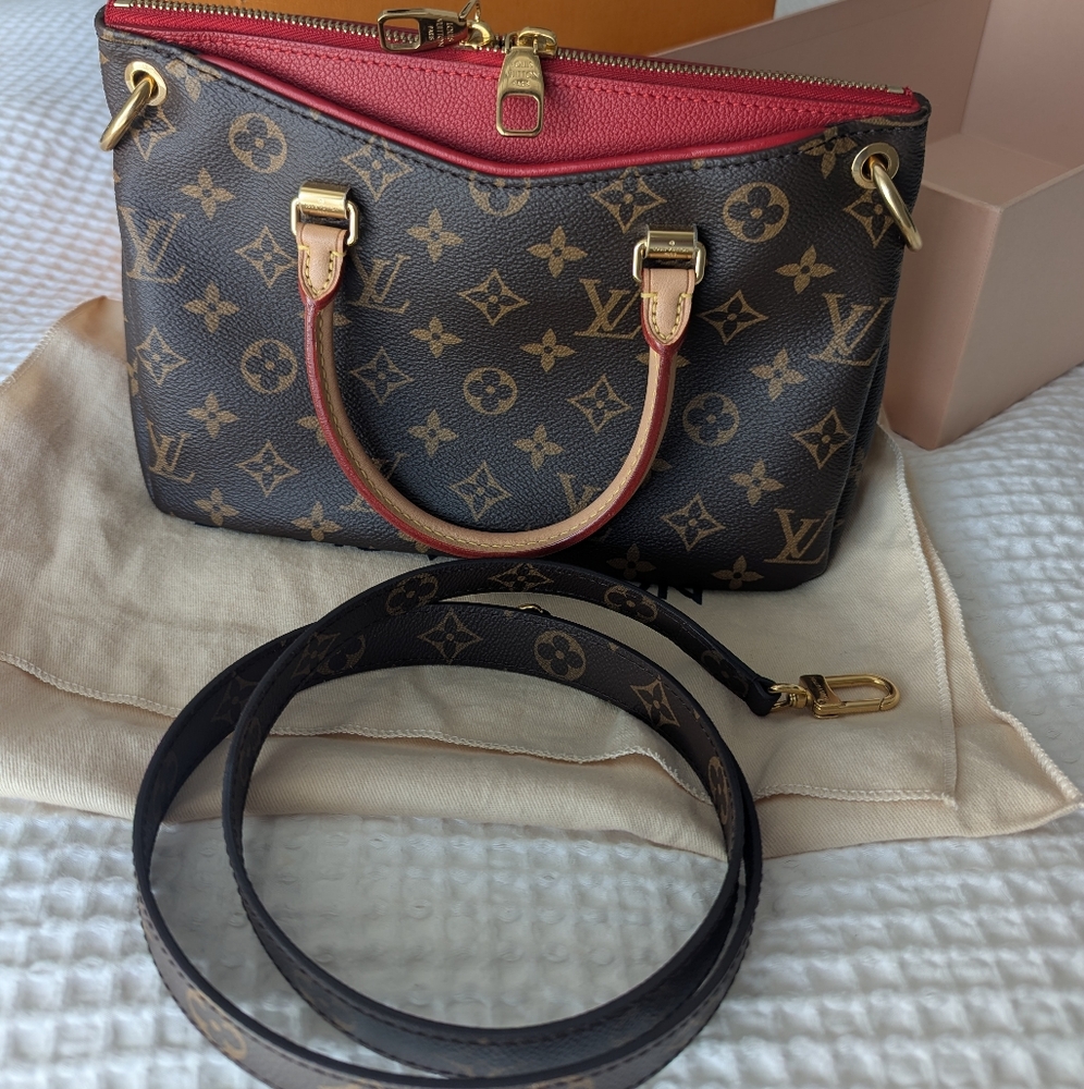 Louis Vuitton PALLAS BB Monogram Canvas Bag with Red Accents